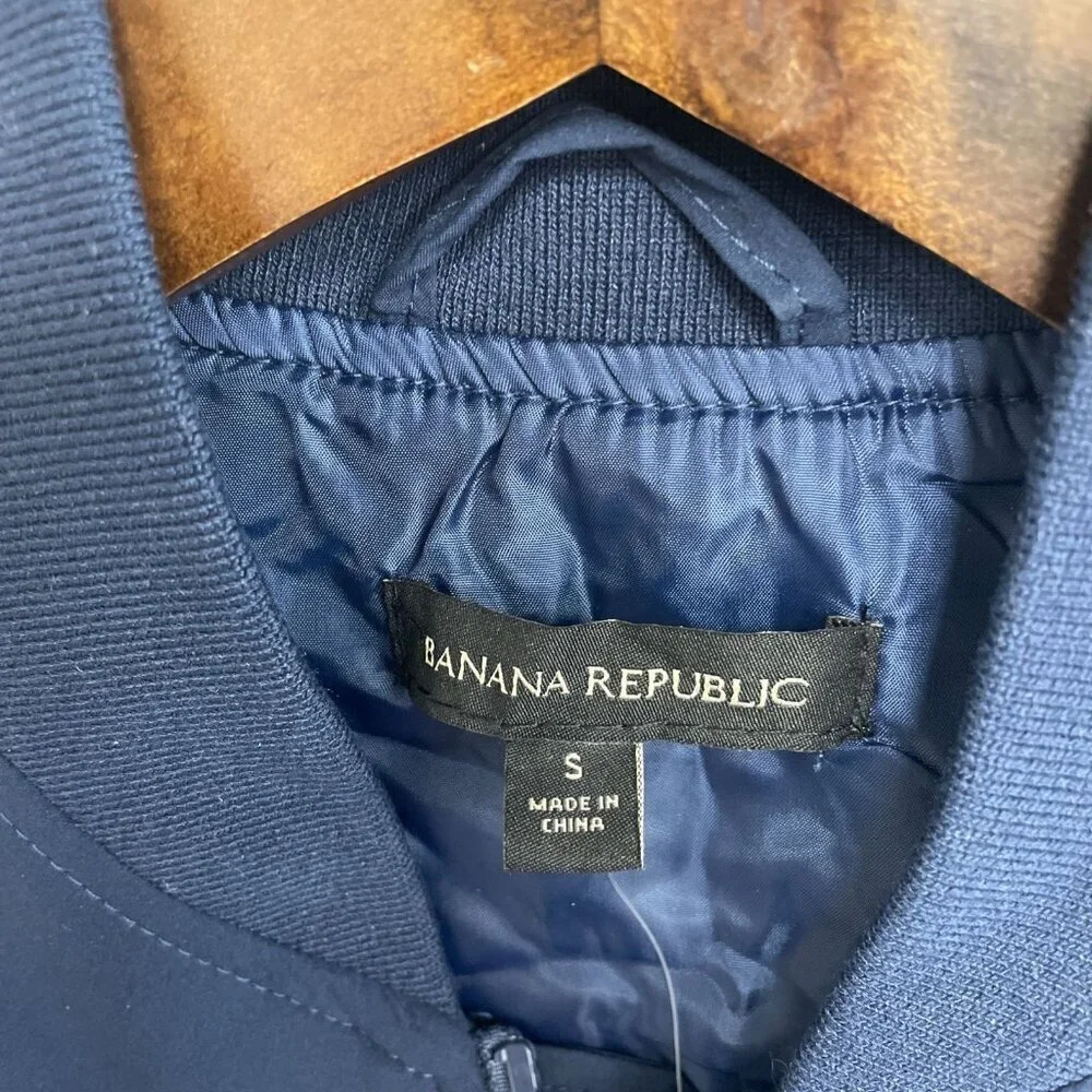 NWOT Banana Republic Men's Size S Navy Blue Polyester Bomber Jacket